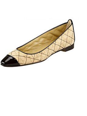 Manolo Blahnik Giunglaca Skimmer Cork Patent Leather Ballet Flats size 37.5